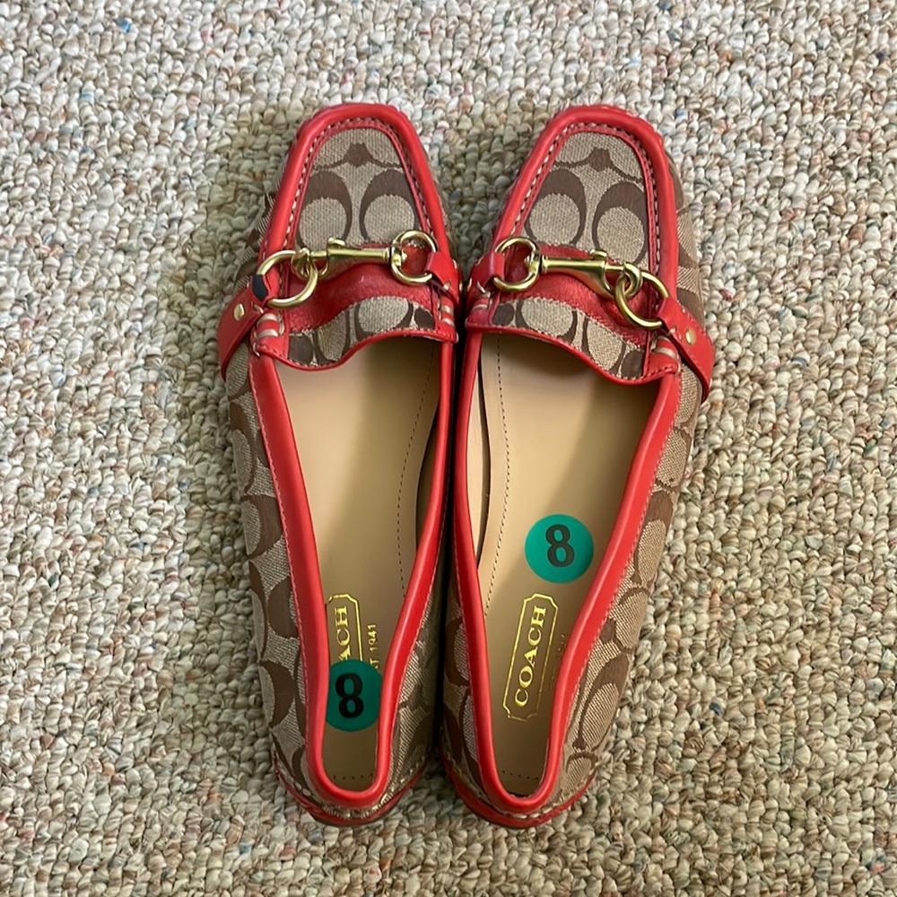 Coach Tan/Burnt Orange with Coach Logo Loafer Shoes - Size 8 Women’s